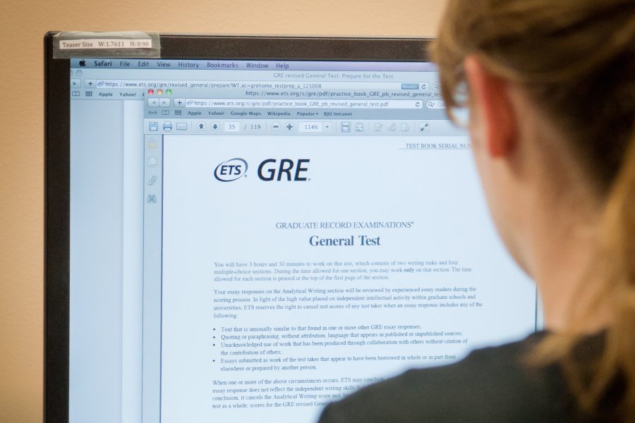Study guides for standardized tests such as the GRE provide tips for students preparing for grad school. Photo: Emma Klak