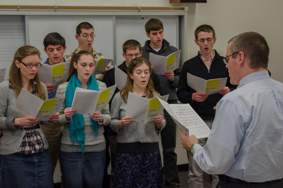 BJU’s Mission Team West practices a song for their summer ministry. Photo:  Jacob Larsen