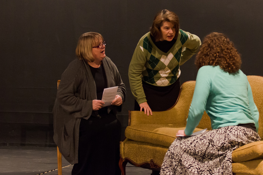 Jane+Smith+and+Kim+Bierman+rehearse+their+roles+for+the+upcoming+production+of+Ruthie.+Photo%3A+Amy+Roukes