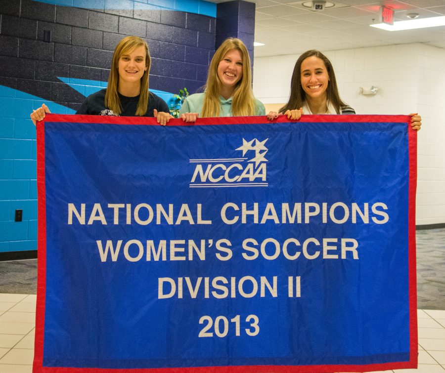 Tori+Anderson%2C+Sarah+Iwanowycz+and++Becca+Luttrell+were+named+to+the+NSCAA+All-American+team.+++Photo%3A+Dave+Saunders