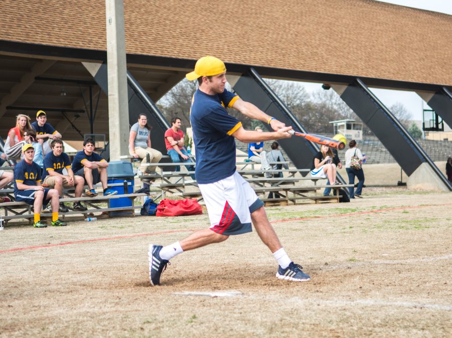 Camden Jones swings at Saturday’s softball game. Photo: Dave Saunders