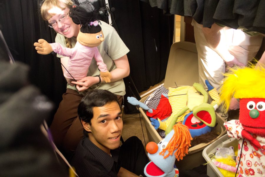 Emily Turner and Andrew Uibel use their puppet friends to share the Gospel with children. Photos: Ciara Weant
