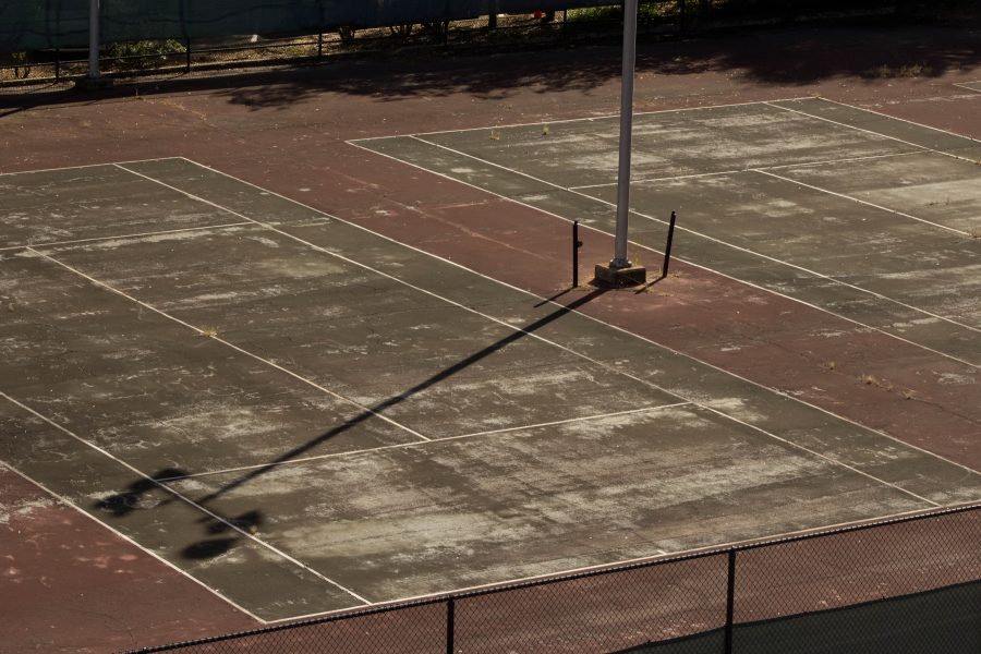 The tennis courts have lain mysteriously vacant for three years .  Photo: Ciara Weant