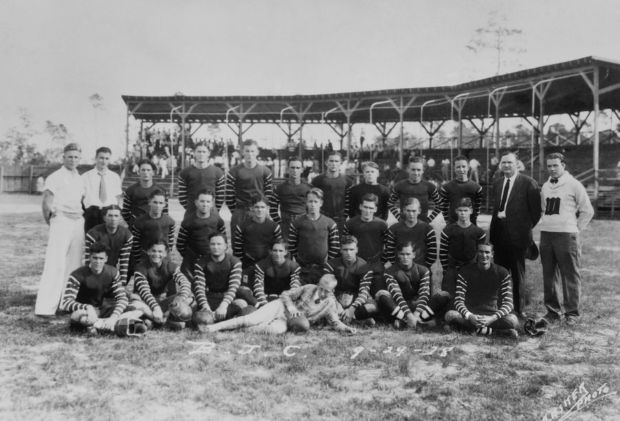Scan of BJC - FL Posed Photo of Mens Football Team w/ Dr Bob Jones, Sr