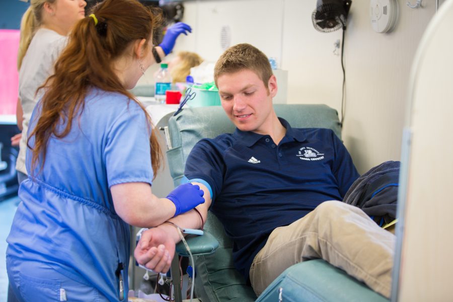 CSC Blood Drive for the Blood Connection on front campus of BJU. Photo by Derek Eckenroth, 2015