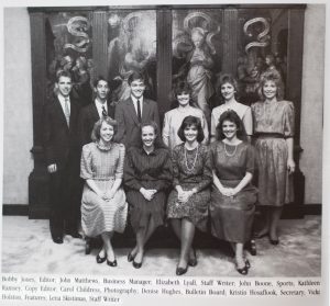 Photo of the original Collegian staff of 1987.
