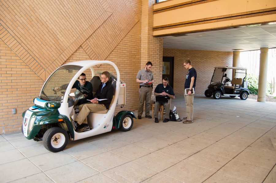 William Woodham leads a meeting where students are working on Bruin 2. Photo by Rebecca Snyder. 30.20