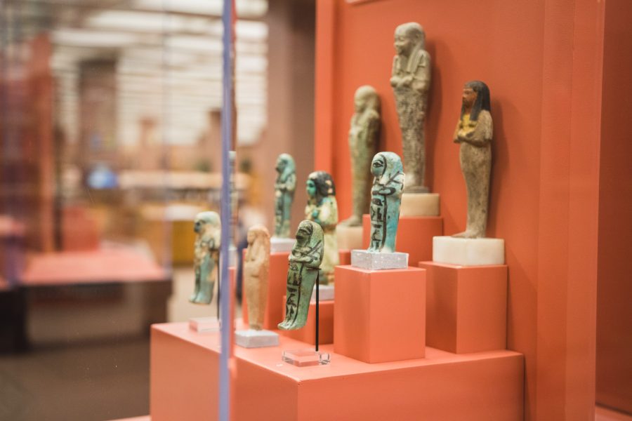 The Bowen Collections of Antiquities in the Mack Library displays a plethora of Egyptian artwork.    Photo: Daniel  Petersen