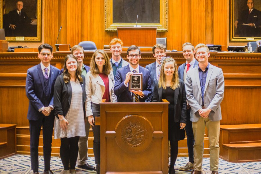 The Student Legislature won Best Medium Delegation at the fall 2019
session (above) and again in 2020. Photo submitted