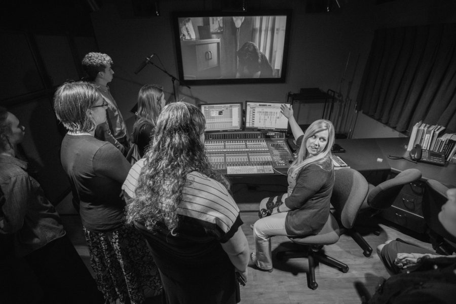 Cinema department head Sharyn Robertson teaches students in a March 2020 cinema class.
Photo submitted