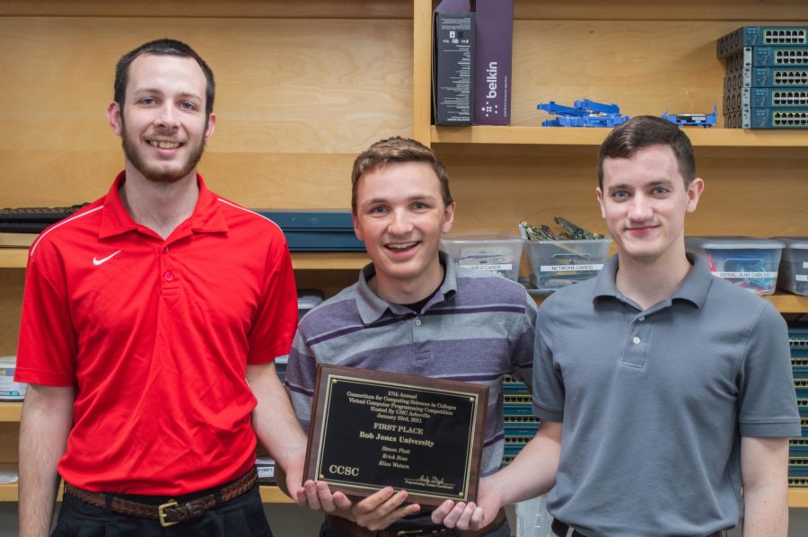 Seniors Ross, Platt and Watson also placed first in the annual Consortium for Computing Sciences
Southeastern Region conference. Photo: Heath Parish