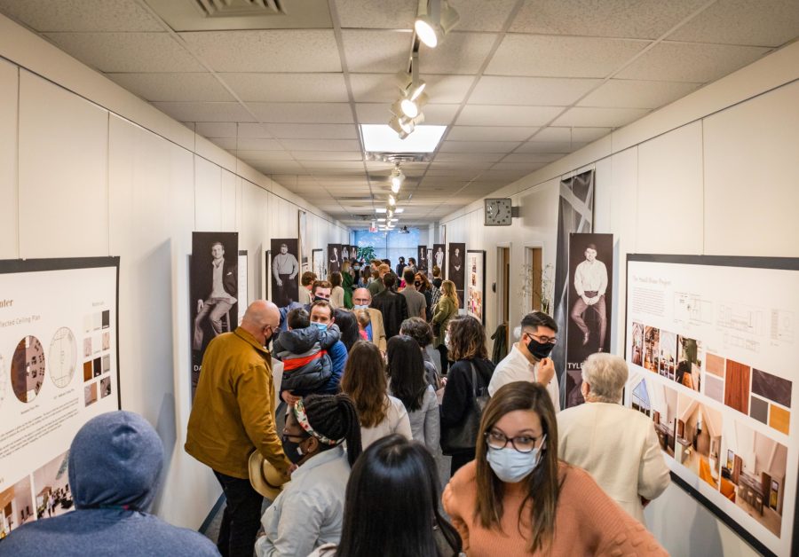 A large crowd came to the opening show to view the seniors’ work. Photo: Andrew Pledger