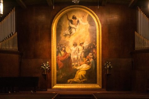 Benjamin West, P.R.A.’s The Ascension, an oil painting owned by M&G, hangs in BJU’s War Memorial Chapel. Photo: Robert Stuber