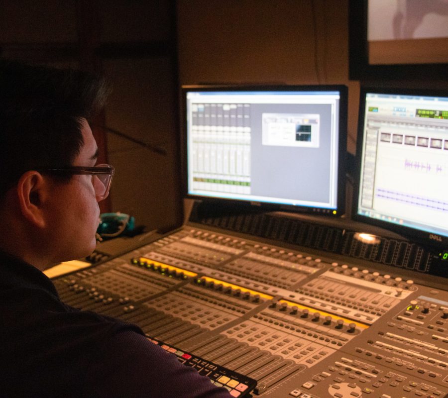 Drew Huhta, a senior cinema production major, edits his senior film.
Photo: Jordyn Britton