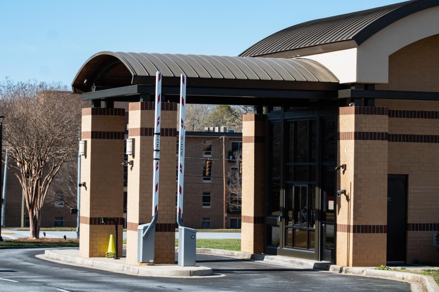 A photo of the front campus entrance gate to Bob Jones University, Feb 28, 2023. (Jordyn Britton)
