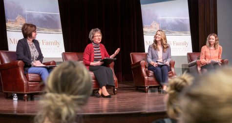 The panel of pastors wives included (left to right) Amy Johnson, Sherry Trainer, Michelle Benson and Sarah Fleming. Photo: Nathaniel Hendry