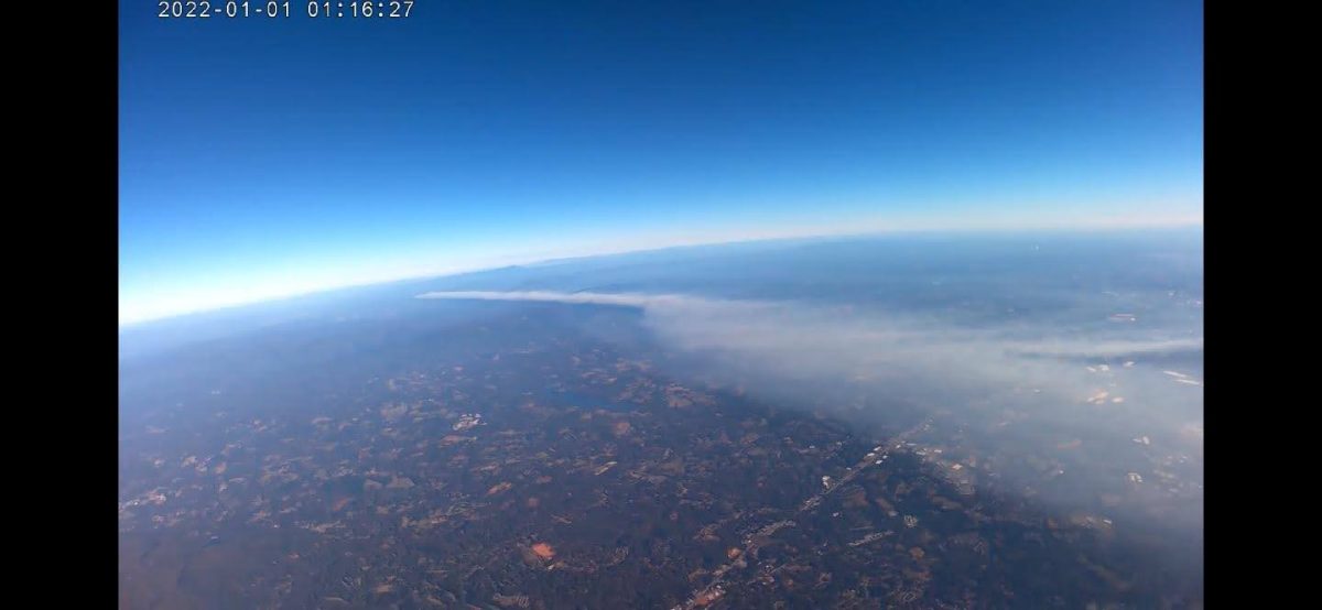 Smoke from wildfires in North Carolina captured by cameras attached to weather balloons launched by a team of BJU engineering students. Photo provided. 