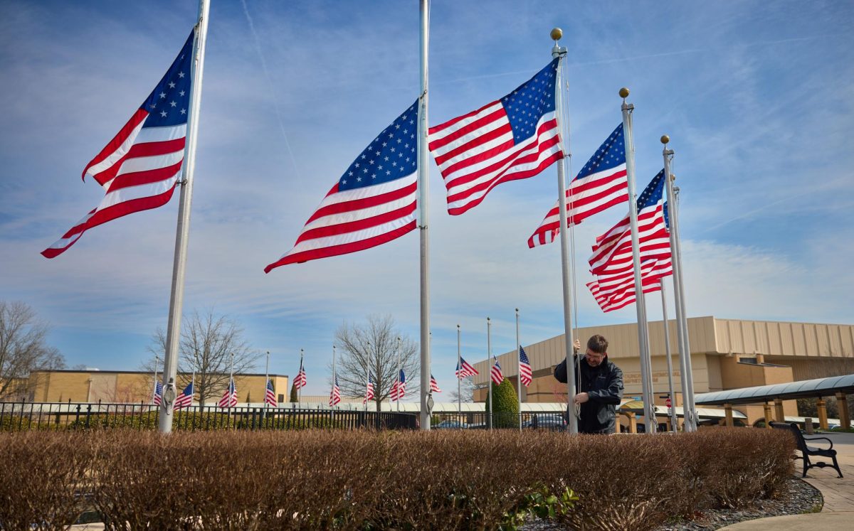 Half-staff Flags for passing of Jose Andres Lopez Bono. Photo courtesy of BJU.