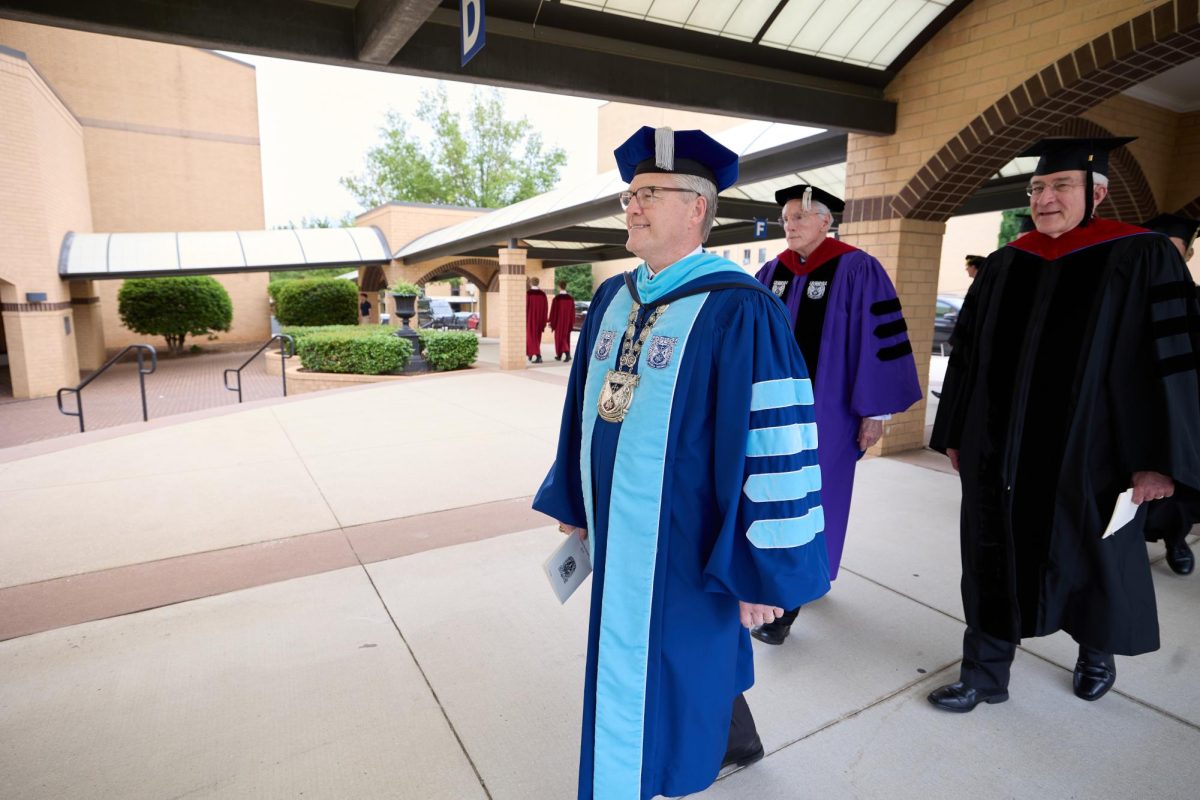 Benson and other executives in line before Commencement. Photo courtesy of BJU.