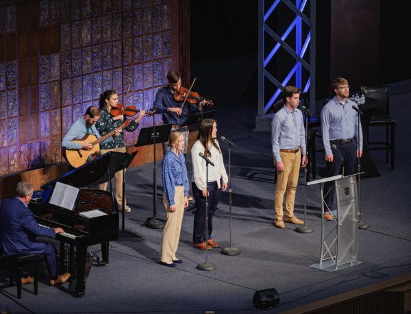 Students lead music during chapel. Photo courtesy of BJU.