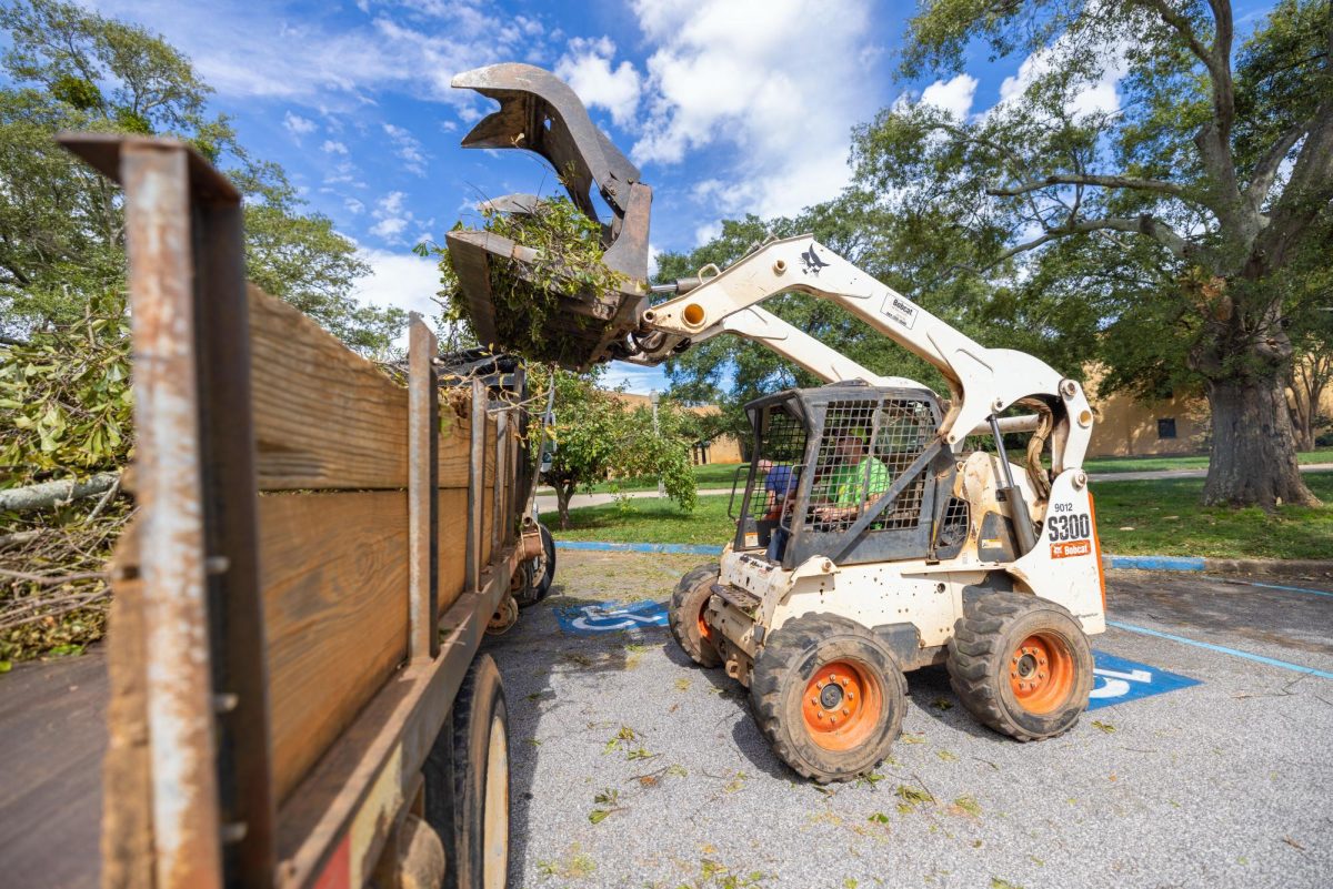 Staff clean campus grounds following Hurricane Helene. Photo courtesy of BJU.