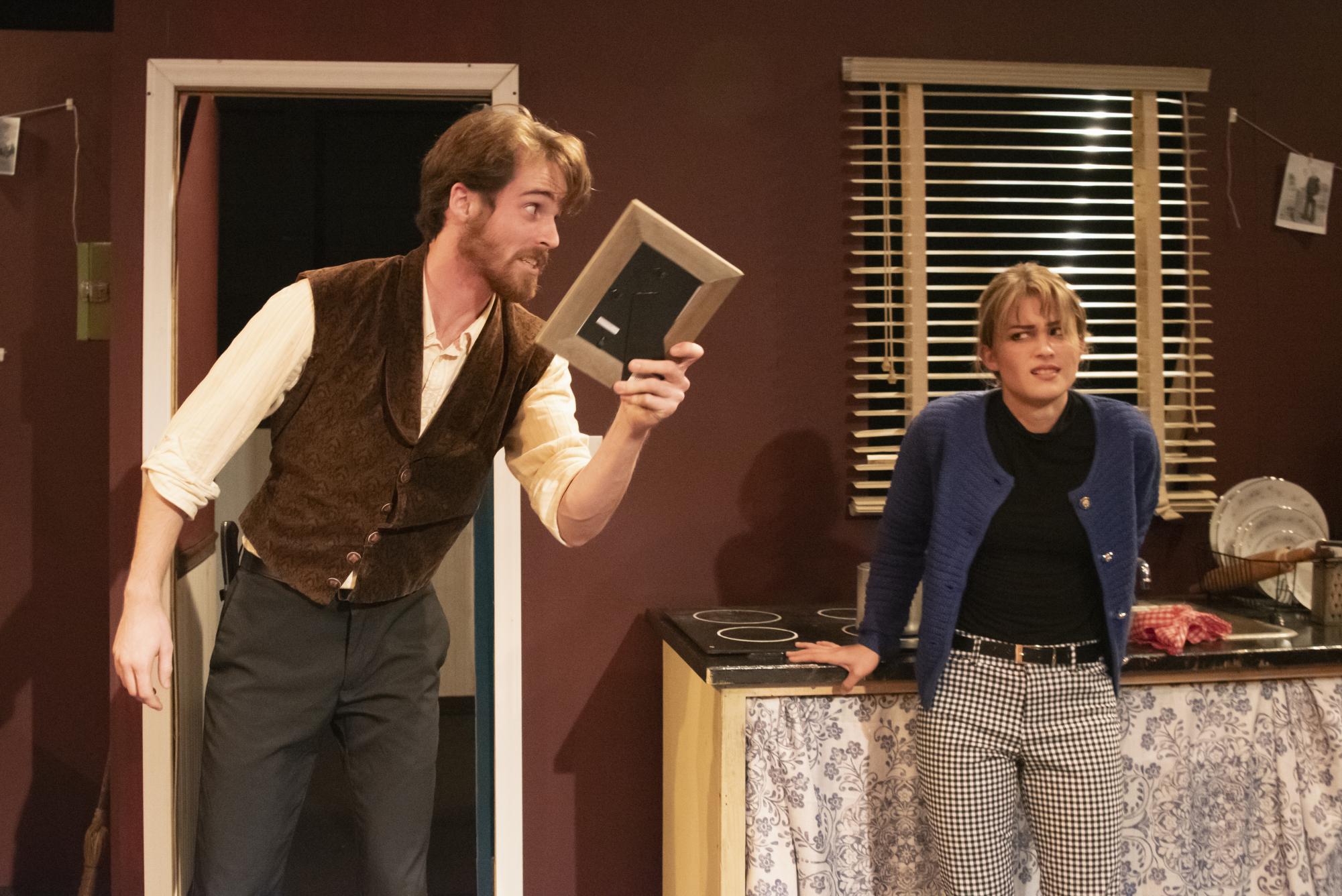 John Cassidy and Erika McGonigal act in "Wait Until Dark."