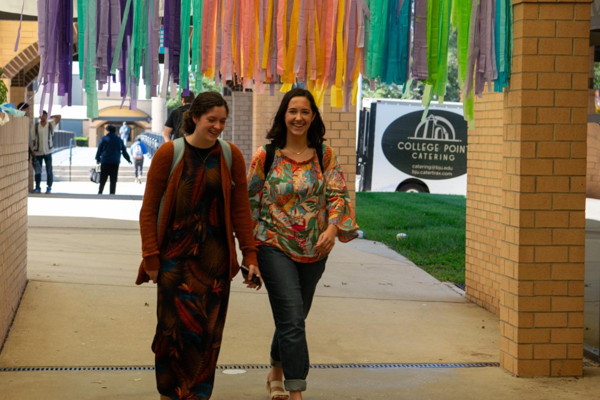 Students wear their best tropical and Hawaiian shirts.