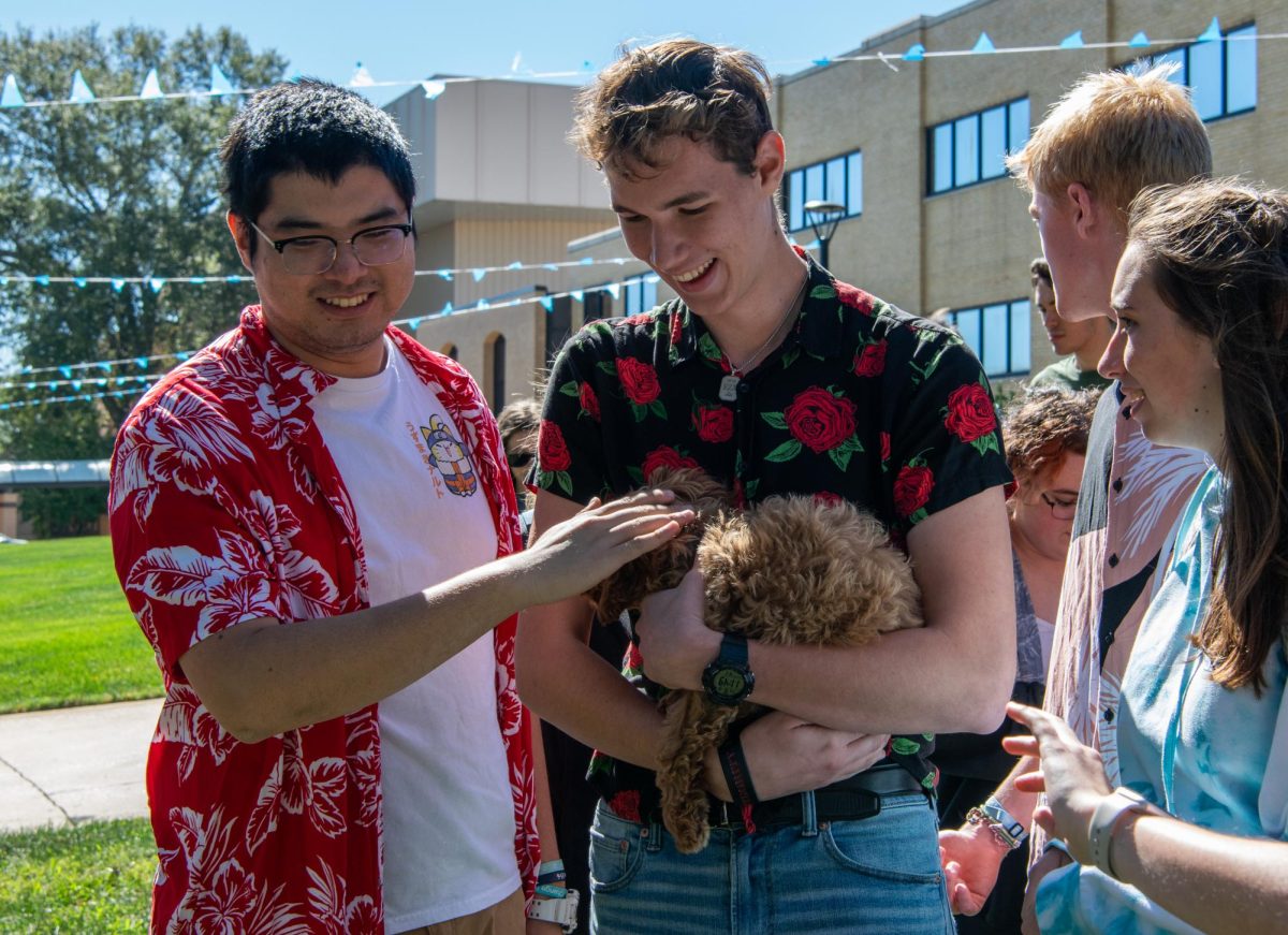 Crockett Doodle puppies provide a cute break from classes.