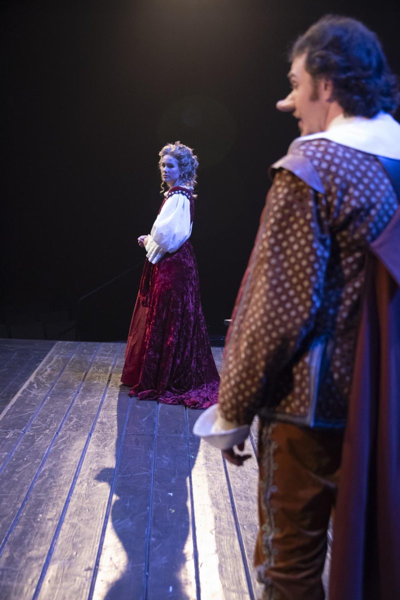 Photos from the Cyrano de Bergerac rehearsal. Actors: Isaac Stephens, Arianna Jenks