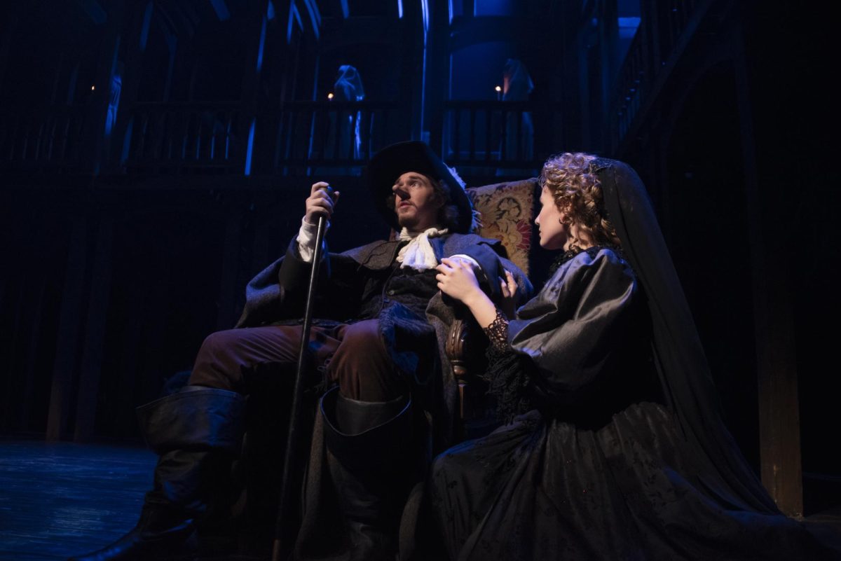 Cyrano (Isaac Stephens) and Roxane (Arianna Jenks) in the abbey.