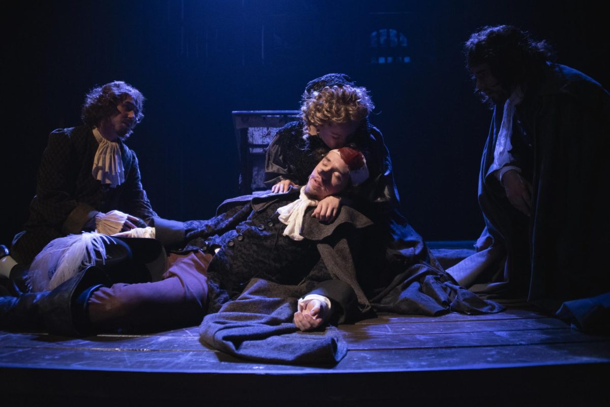 Cyrano's death scene. Actors: Isaac Stephens, Arianna Jenks, William Klapperich, & Joshua Watts.