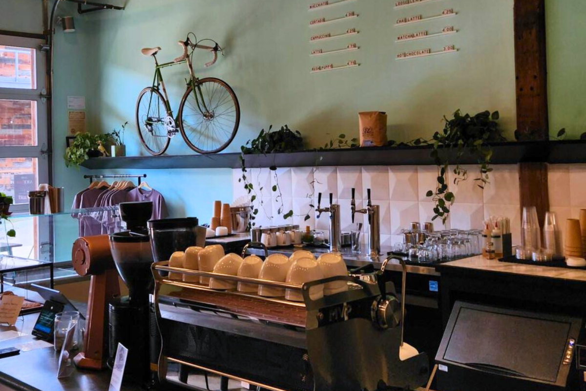 Inside Due South Coffee Roasters at Hampton Station in Greenville. 