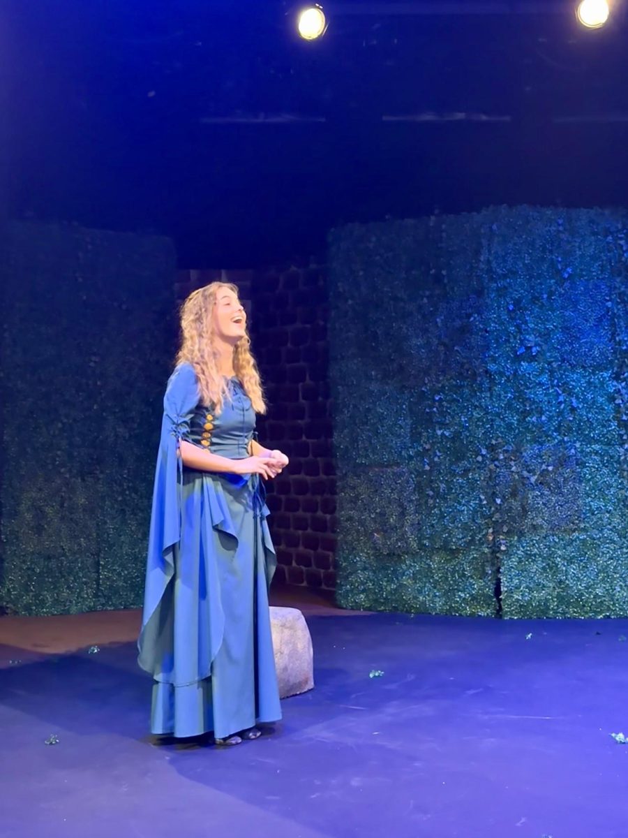 Rehearsal for BJU theatre department's "Argus and the Maze of Myth" performances in the fall semester of 2025.