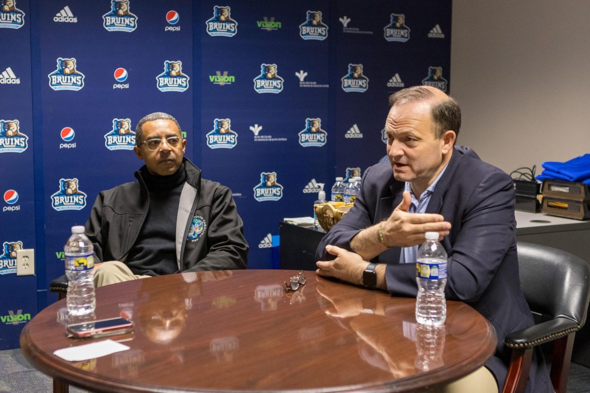 Gubernatorial candidate Alan Wilson (right) and his running mate, state Sen. Mike Reichenbach, at Bob Jones University in Greenville for an interview, Jan. 17.