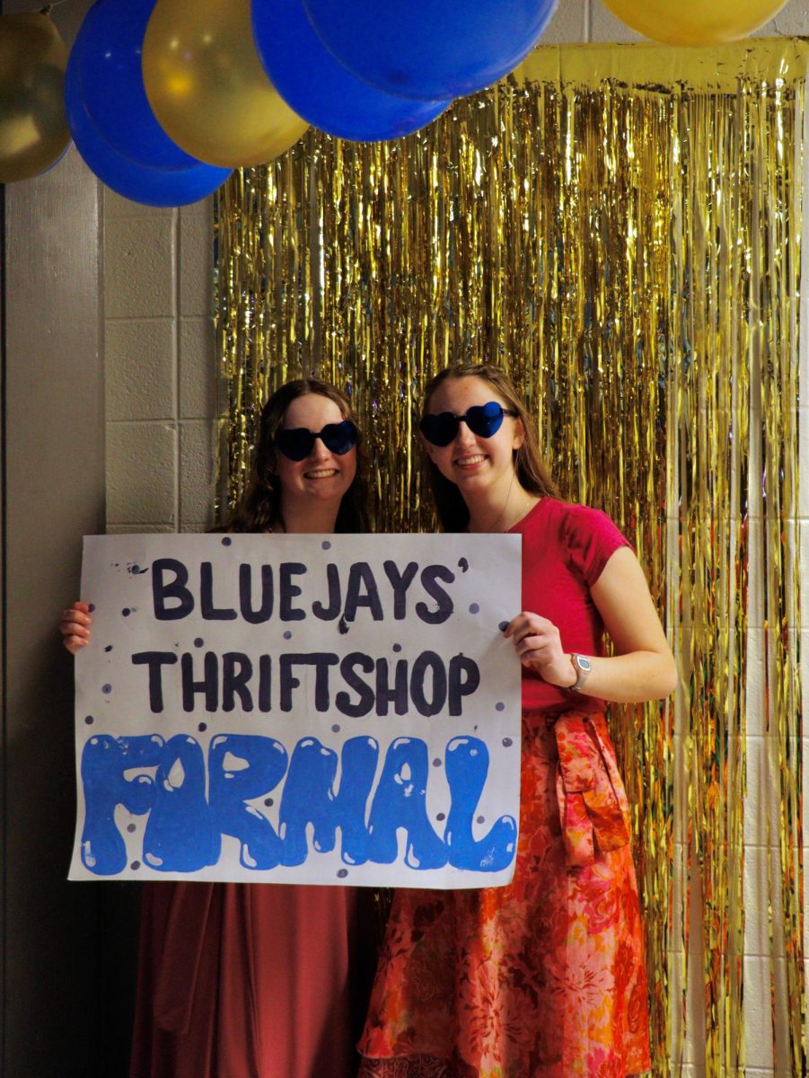 Photobooth shot at Bluejays' Thrift Shop Formal