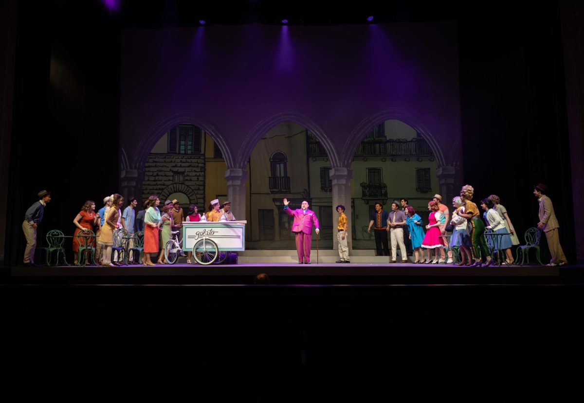 The cast for Elixir of Love performing in Rodeheaver Auditorium