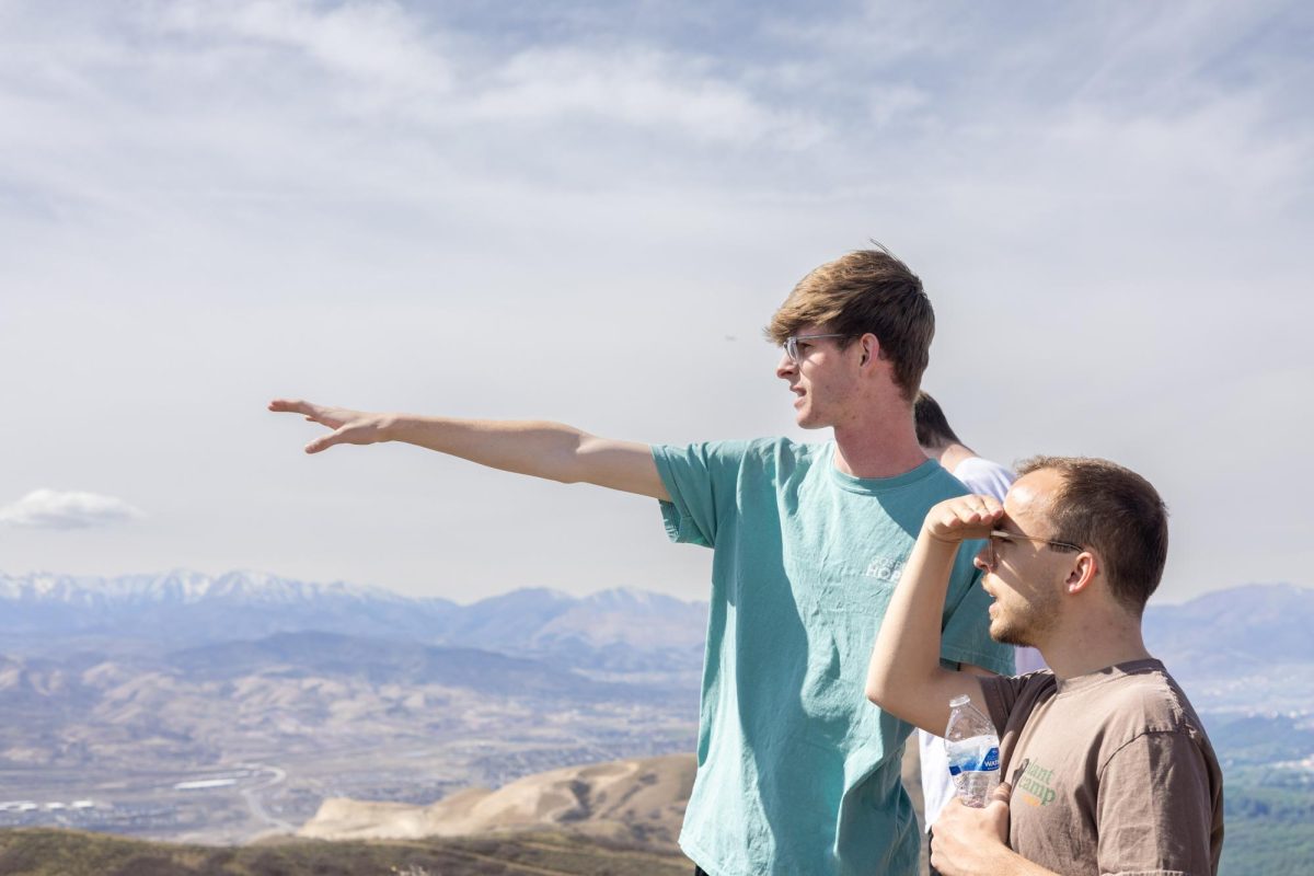 Josiah Gearhart and Jared Jenkins looking out into the Utah valley